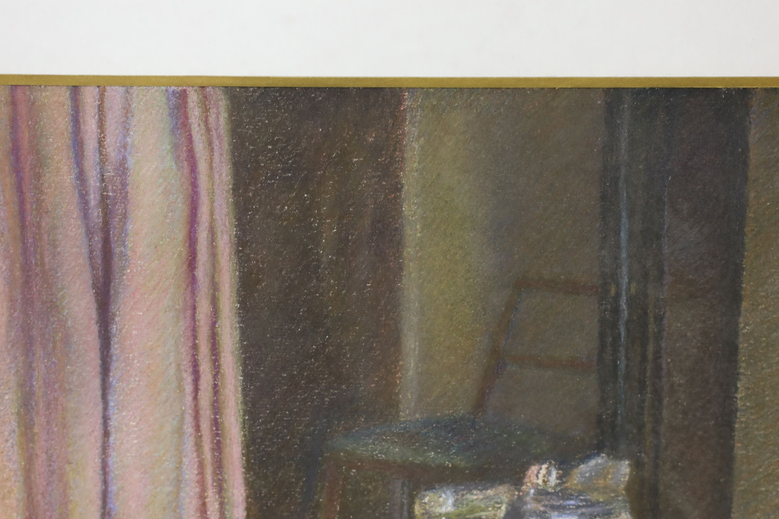 Hilda Carline (1889-1950), pastel, Breakfast table still life, 28 x 38cm